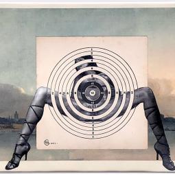 High Noon, collage on painting by English landscape painter, 21x34 cm