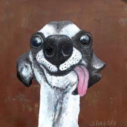 Der kleune Sir William, Oil on Cardboard, 10 x 10 cm, 2021