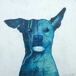 Dr. Bleu, Oil on Cardboard, 30 x 30 cm, 2015