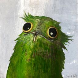 Friedhelm, Oil on Cardboard, 10 x 10 cm, 2021