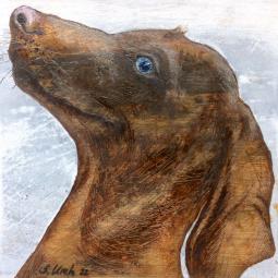 Gernot, Oil on Cardboard, 10 x 10 cm, 2022