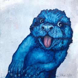 Groovy Pete, Oil on Cardboard, 10 x 10 cm, 2021