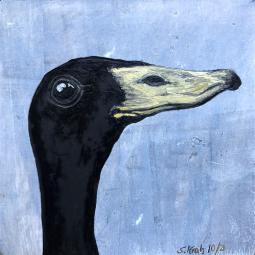 Die unerschrockene Kira, Ölfarbe auf Karton, 10 x 10 cm, 2022