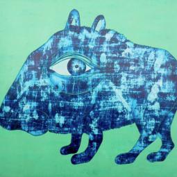 Riechtier, Oil on Cardboard, 64 x 45 cm, 2014