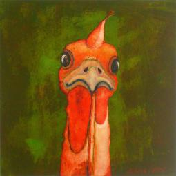 Truthuhn Gudrun, Oil on Cardboard, 21 x 21 cm, 2015