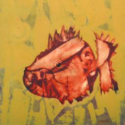 Zackentier, Oil on Cardboard, 32 x 32 cm, 2013